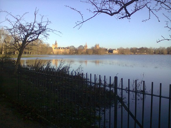Christchurch meadow turned into a large lake.